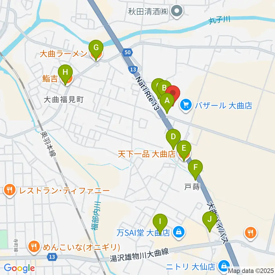 TSUTAYA 大仙店周辺のファミレス・ファーストフード一覧地図
