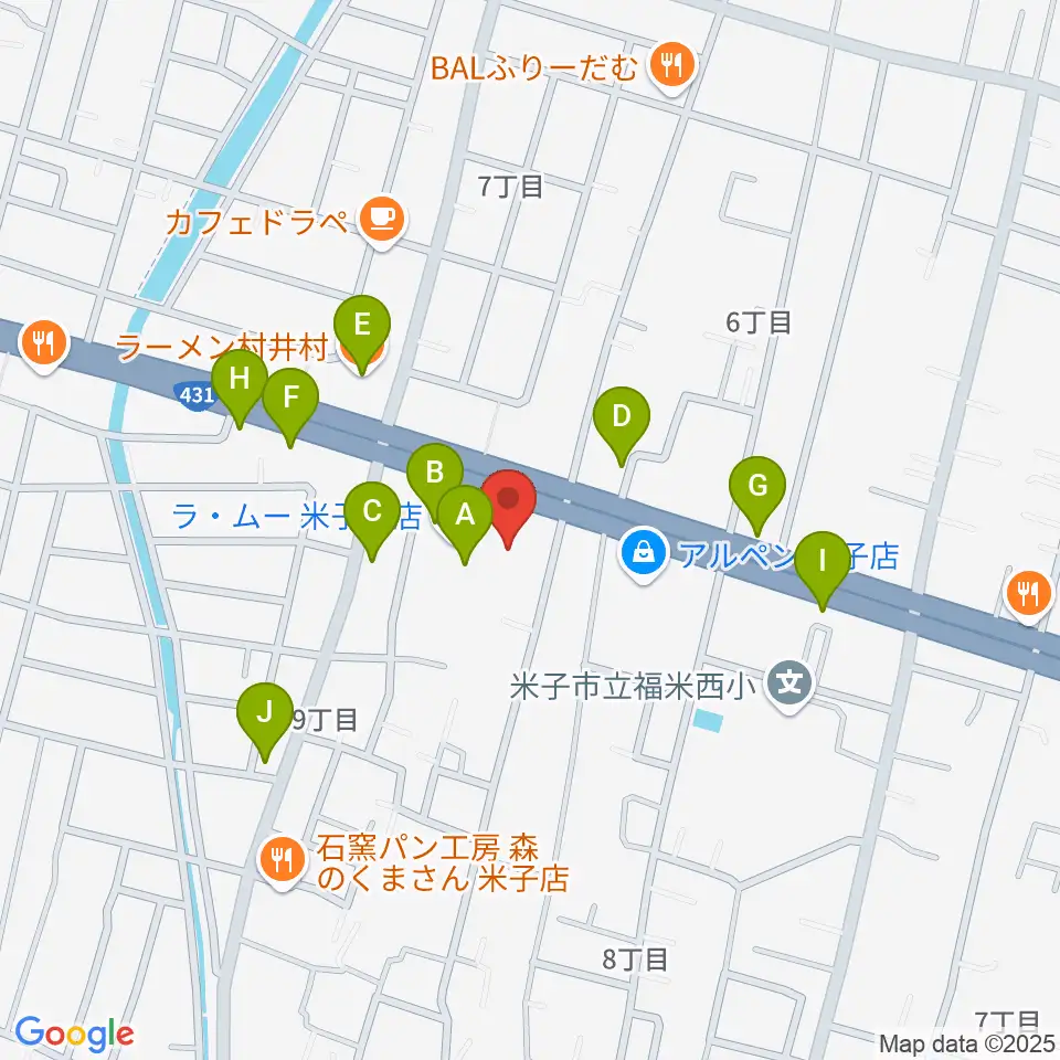 ゲオ米子西福原店周辺のファミレス・ファーストフード一覧地図