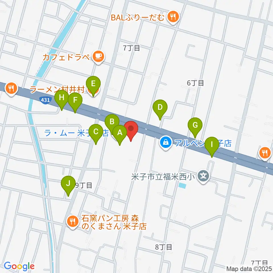 ゲオ米子西福原店周辺のファミレス・ファーストフード一覧地図