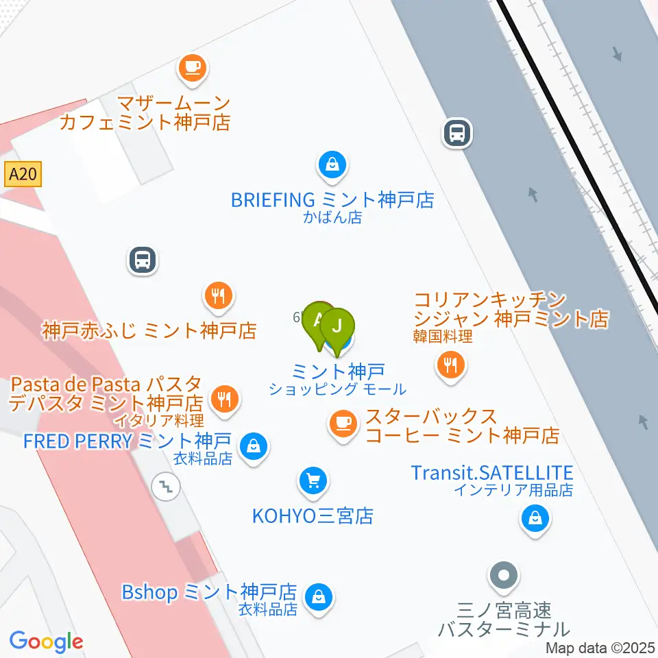 タワーレコード神戸店周辺のファミレス・ファーストフード一覧地図
