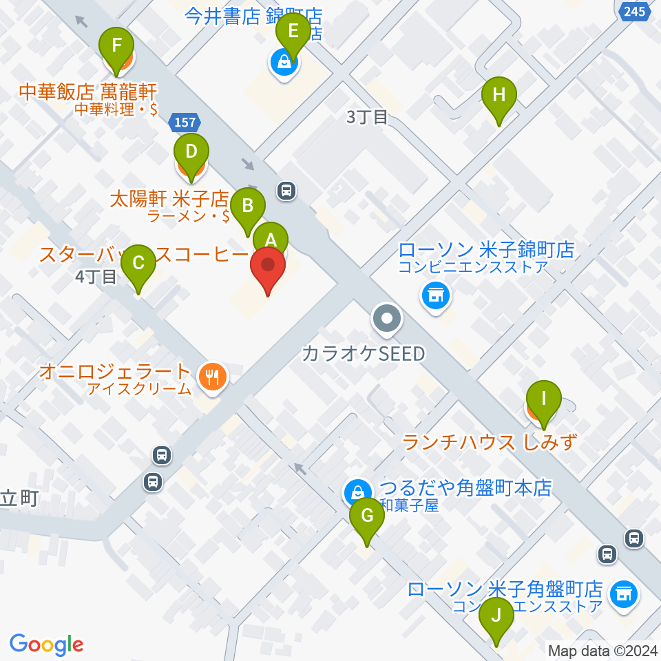 TSUTAYA 角盤町店周辺のファミレス・ファーストフード一覧地図