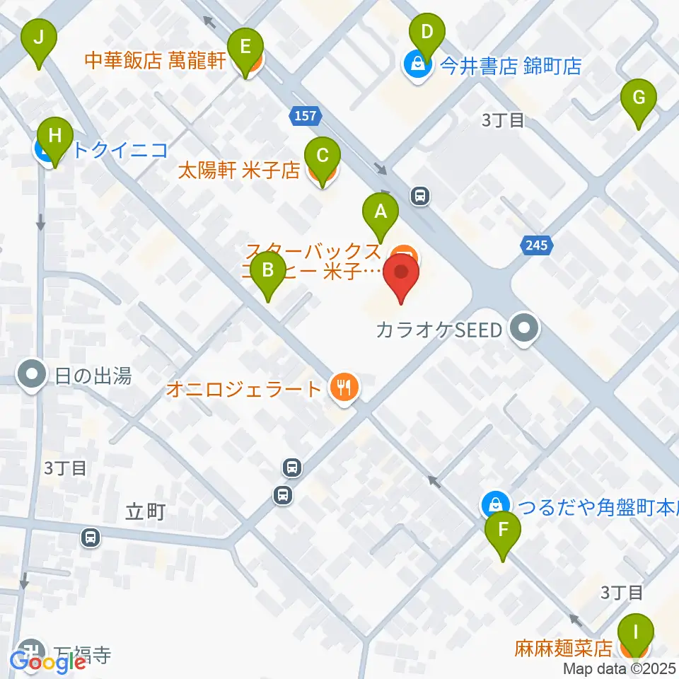 TSUTAYA 角盤町店周辺のファミレス・ファーストフード一覧地図