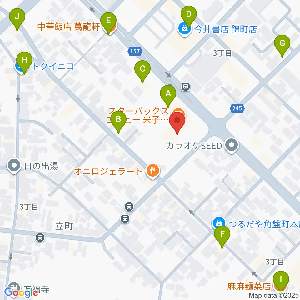 TSUTAYA 角盤町店周辺のファミレス・ファーストフード一覧地図
