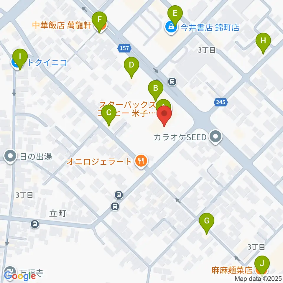 TSUTAYA 角盤町店周辺のファミレス・ファーストフード一覧地図