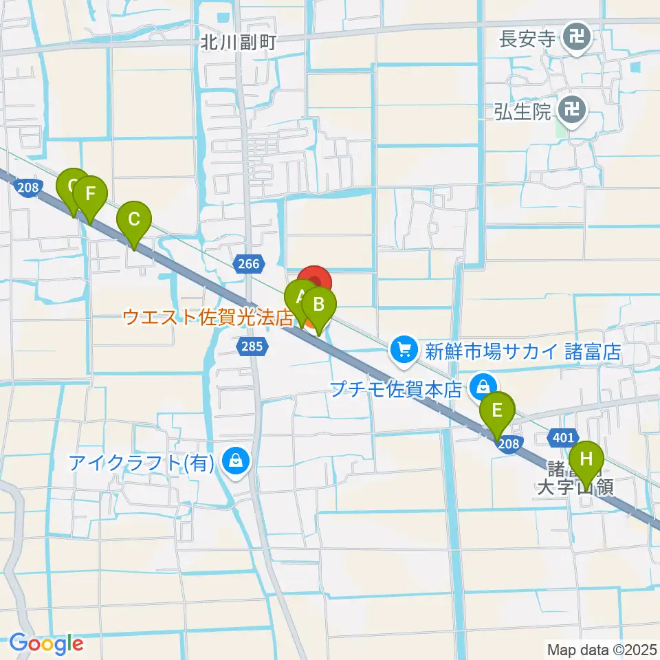 ゲオ佐賀北川副店周辺のファミレス・ファーストフード一覧地図