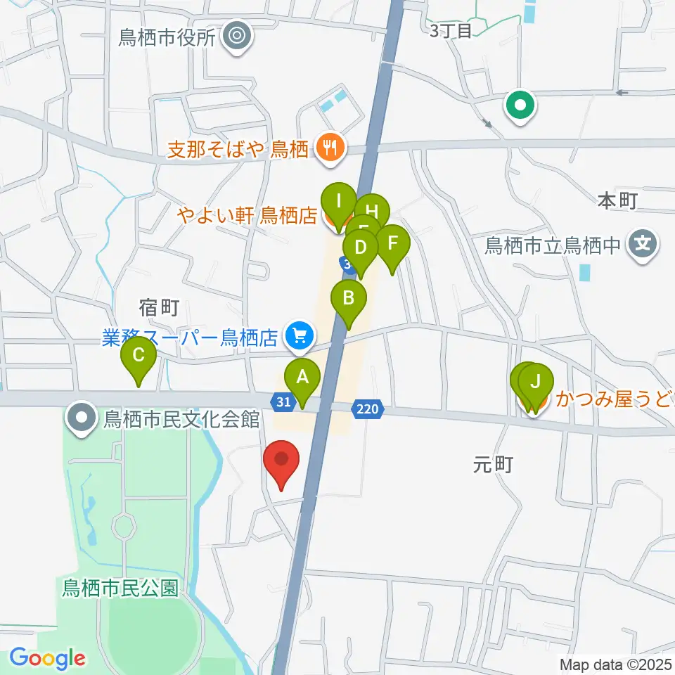 ゲオ鳥栖店周辺のファミレス・ファーストフード一覧地図