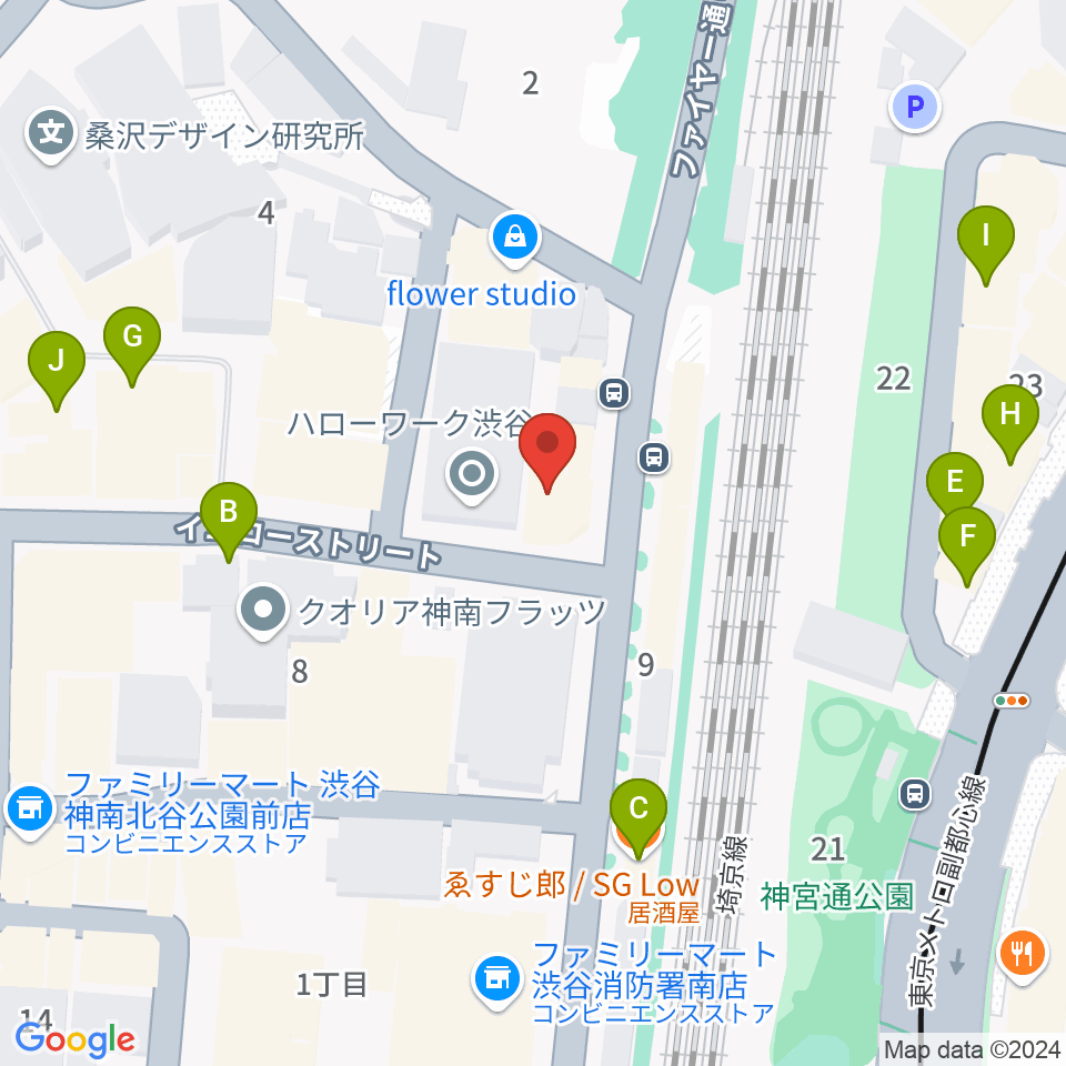 渋谷UNDER DEER Lounge周辺のファミレス・ファーストフード一覧地図