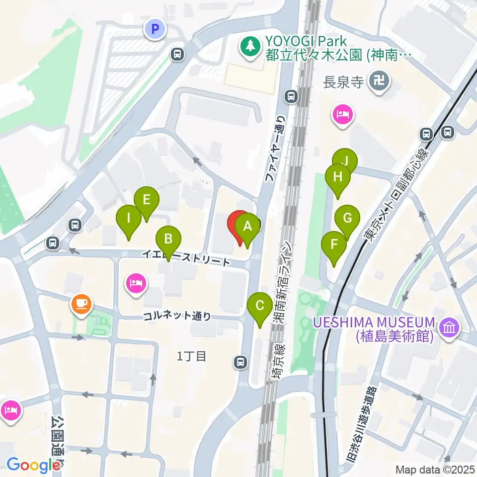 渋谷UNDER DEER Lounge周辺のファミレス・ファーストフード一覧地図