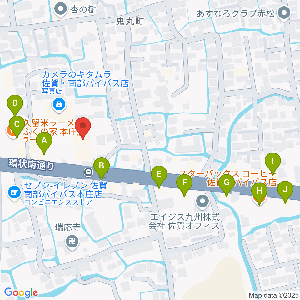 ゲオ佐賀南部バイパス店周辺のファミレス・ファーストフード一覧地図