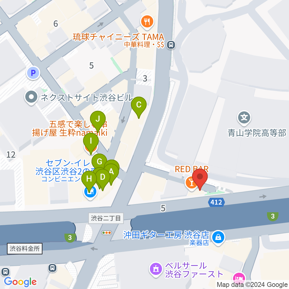 青山蜂周辺のファミレス・ファーストフード一覧地図