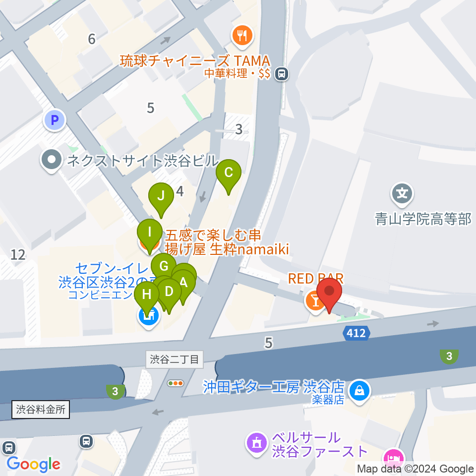 青山蜂周辺のファミレス・ファーストフード一覧地図