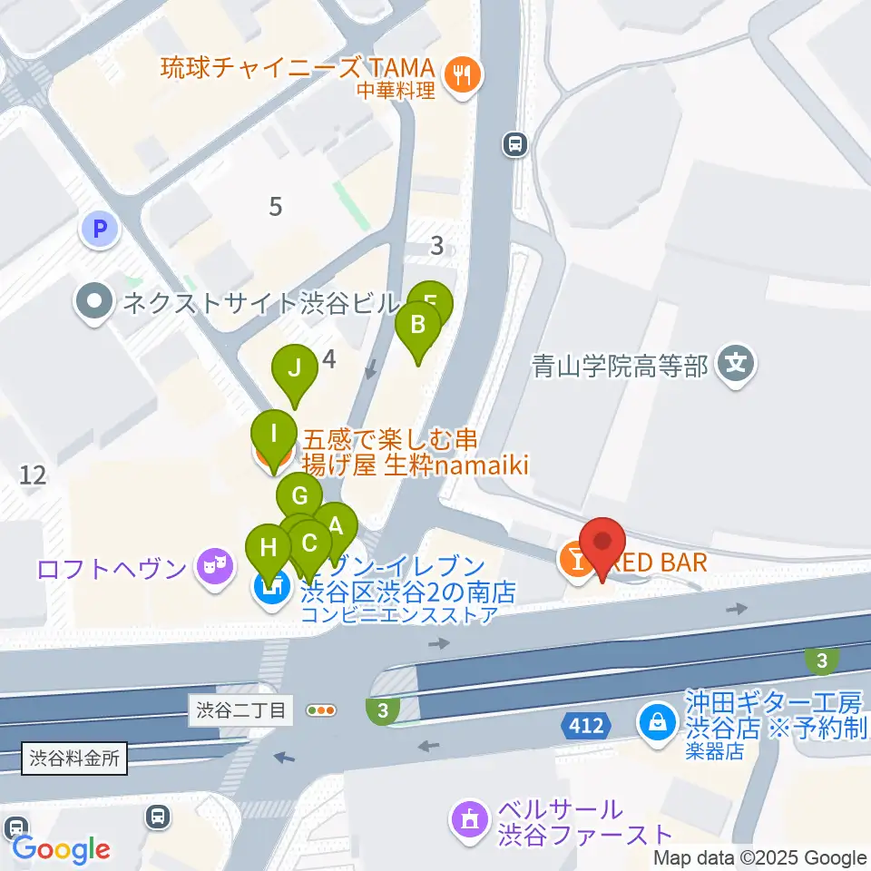 青山蜂周辺のファミレス・ファーストフード一覧地図