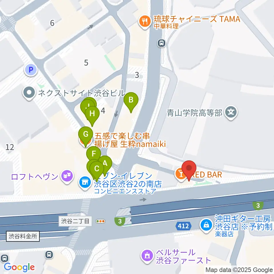 青山蜂周辺のファミレス・ファーストフード一覧地図
