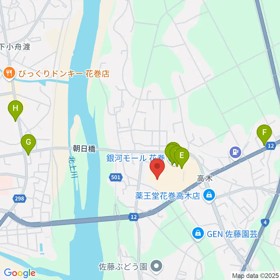 TSUTAYA 花巻店周辺のファミレス・ファーストフード一覧地図