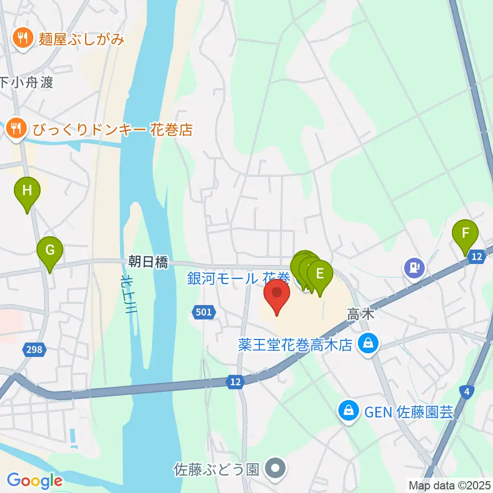 TSUTAYA 花巻店周辺のファミレス・ファーストフード一覧地図