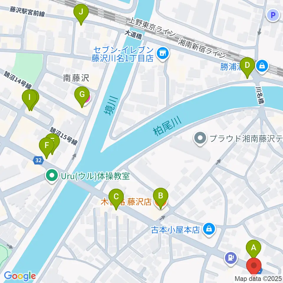 ギターの処方箋TAKAMURA周辺のファミレス・ファーストフード一覧地図