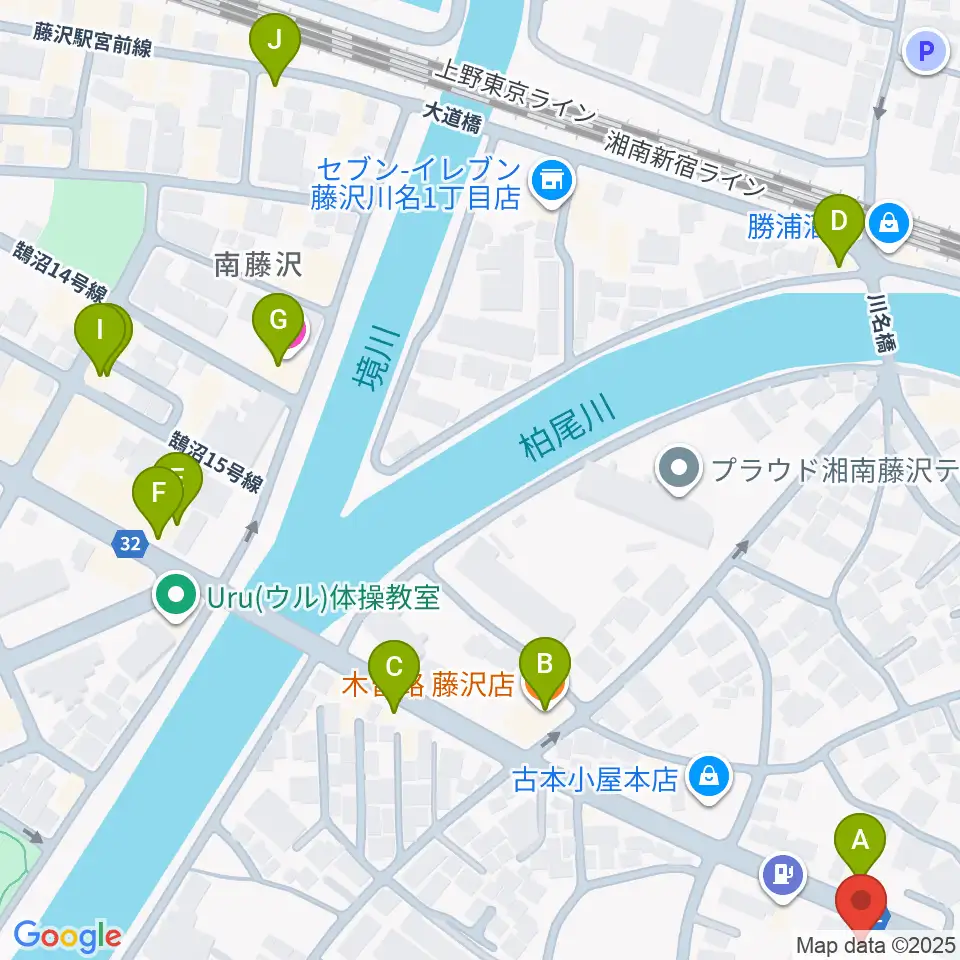 ギターの処方箋TAKAMURA周辺のファミレス・ファーストフード一覧地図