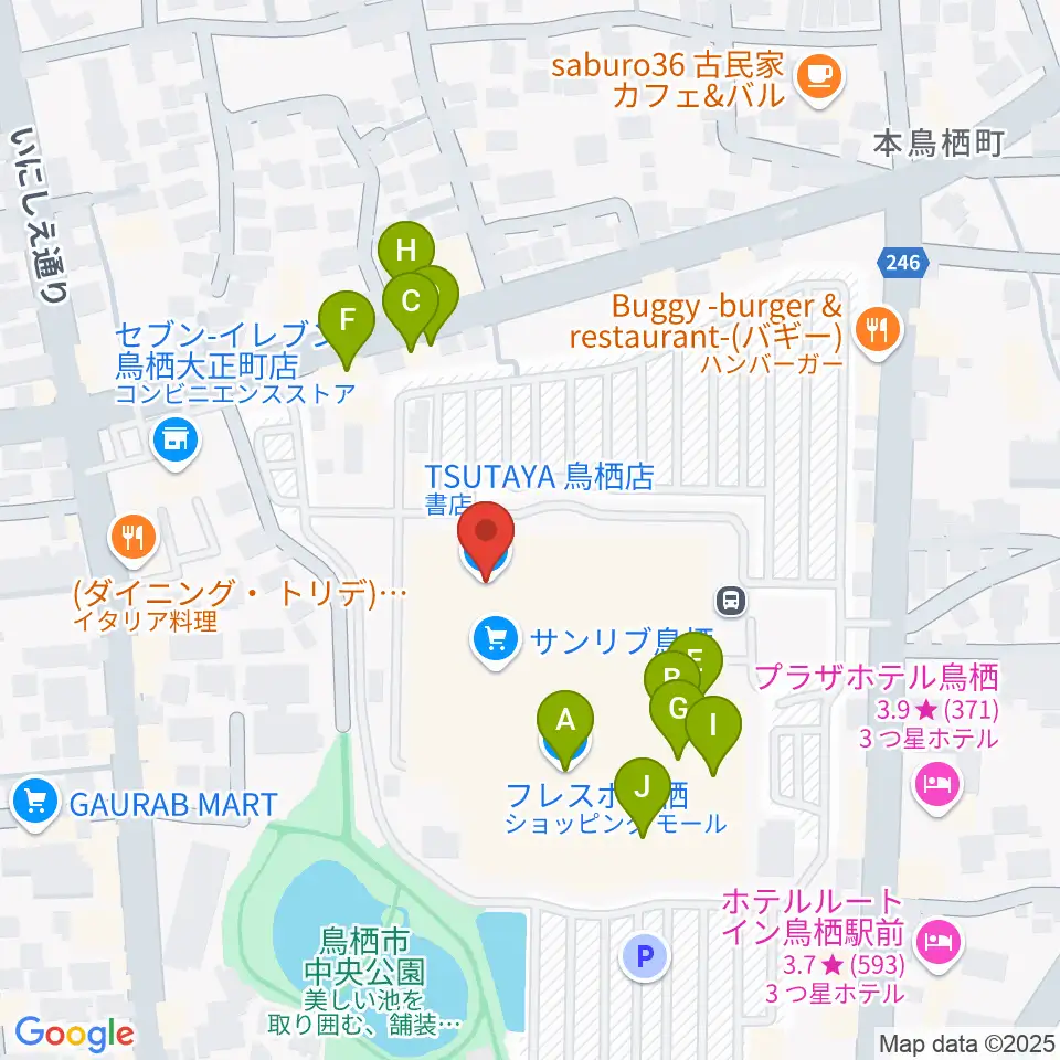 TSUTAYA 鳥栖店周辺のファミレス・ファーストフード一覧地図