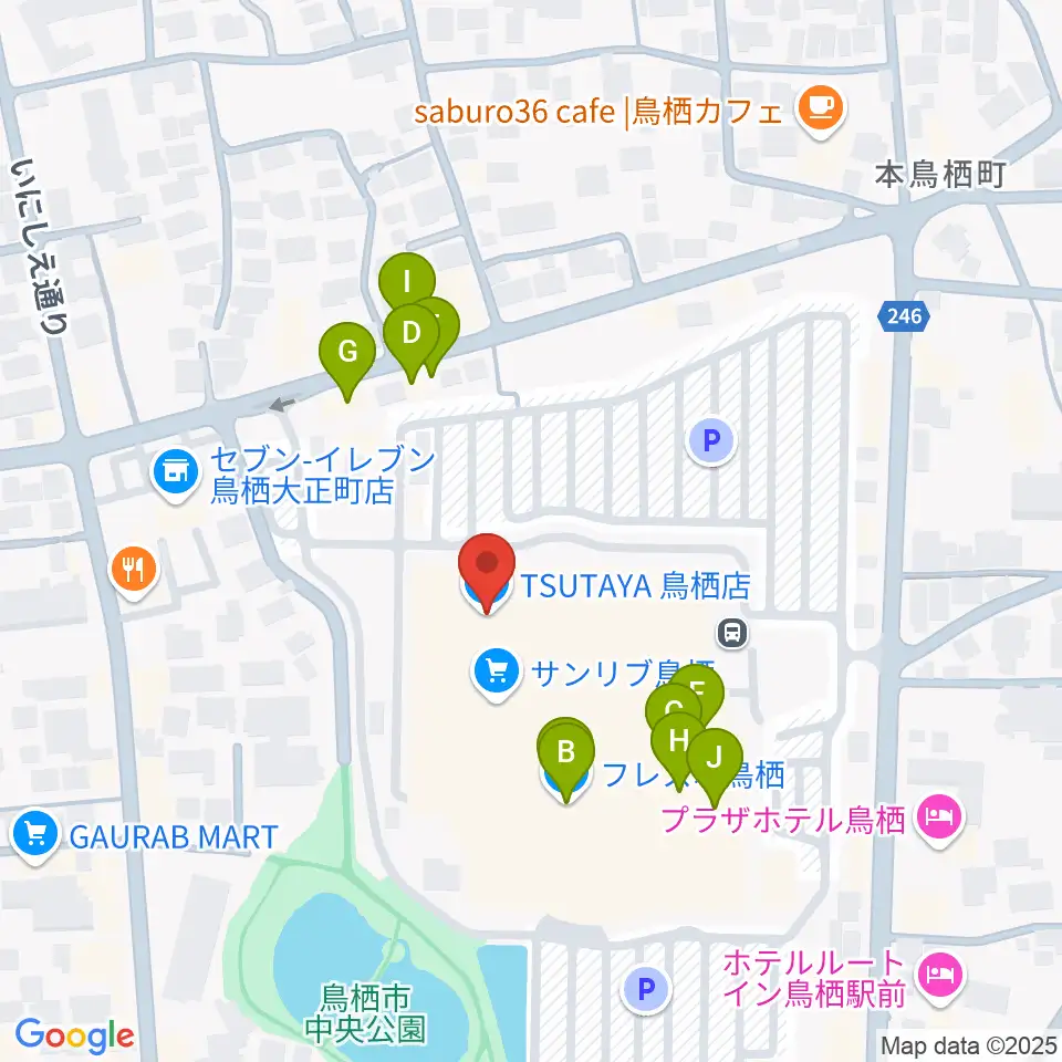 TSUTAYA 鳥栖店周辺のファミレス・ファーストフード一覧地図