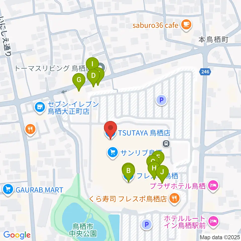 TSUTAYA 鳥栖店周辺のファミレス・ファーストフード一覧地図