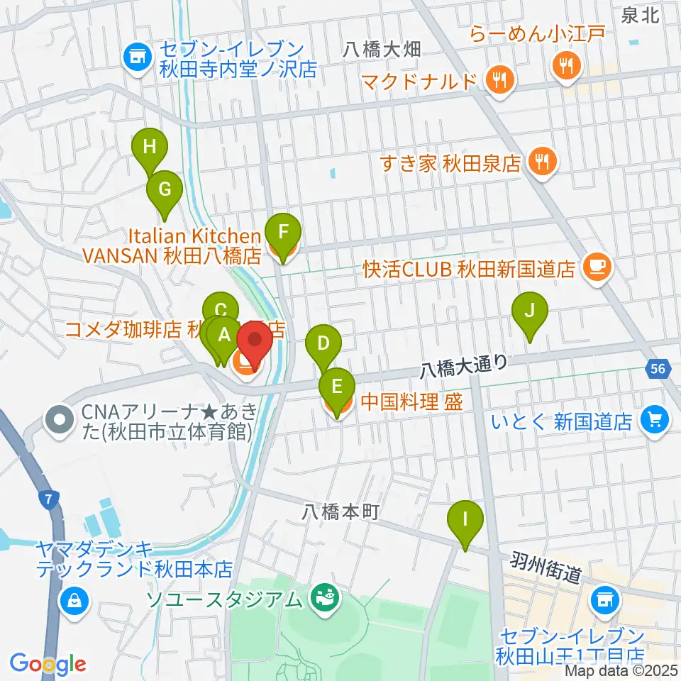ゲオスーパーブックス八橋店周辺のファミレス・ファーストフード一覧地図