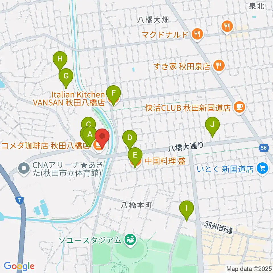 ゲオスーパーブックス八橋店周辺のファミレス・ファーストフード一覧地図