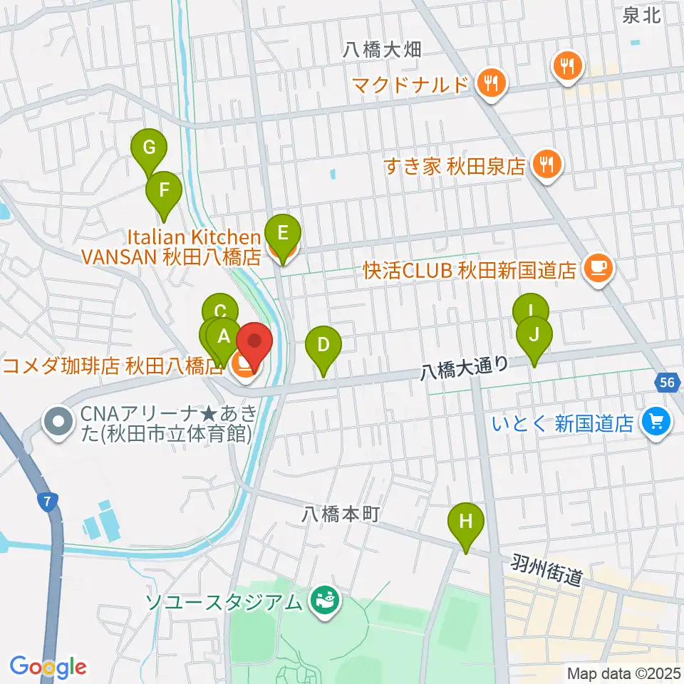 ゲオスーパーブックス八橋店周辺のファミレス・ファーストフード一覧地図