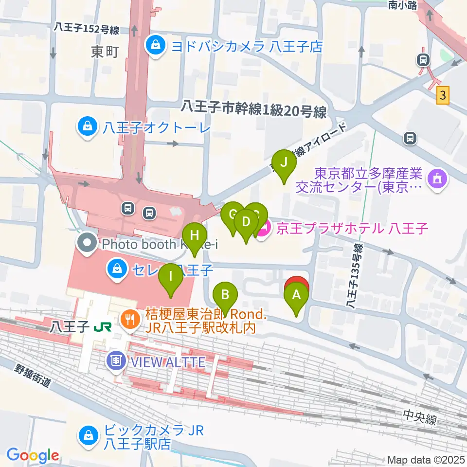 八王子音楽院JR校周辺のファミレス・ファーストフード一覧地図