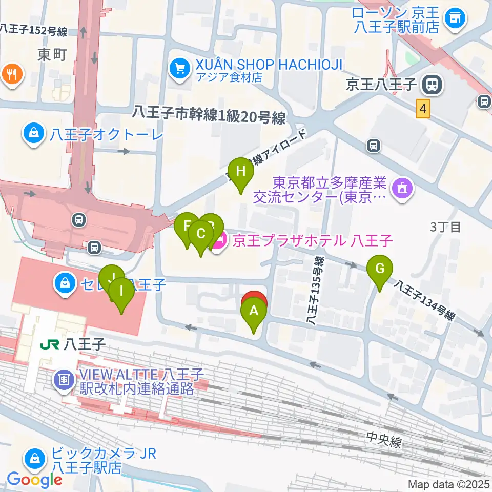 八王子音楽院JR校周辺のファミレス・ファーストフード一覧地図