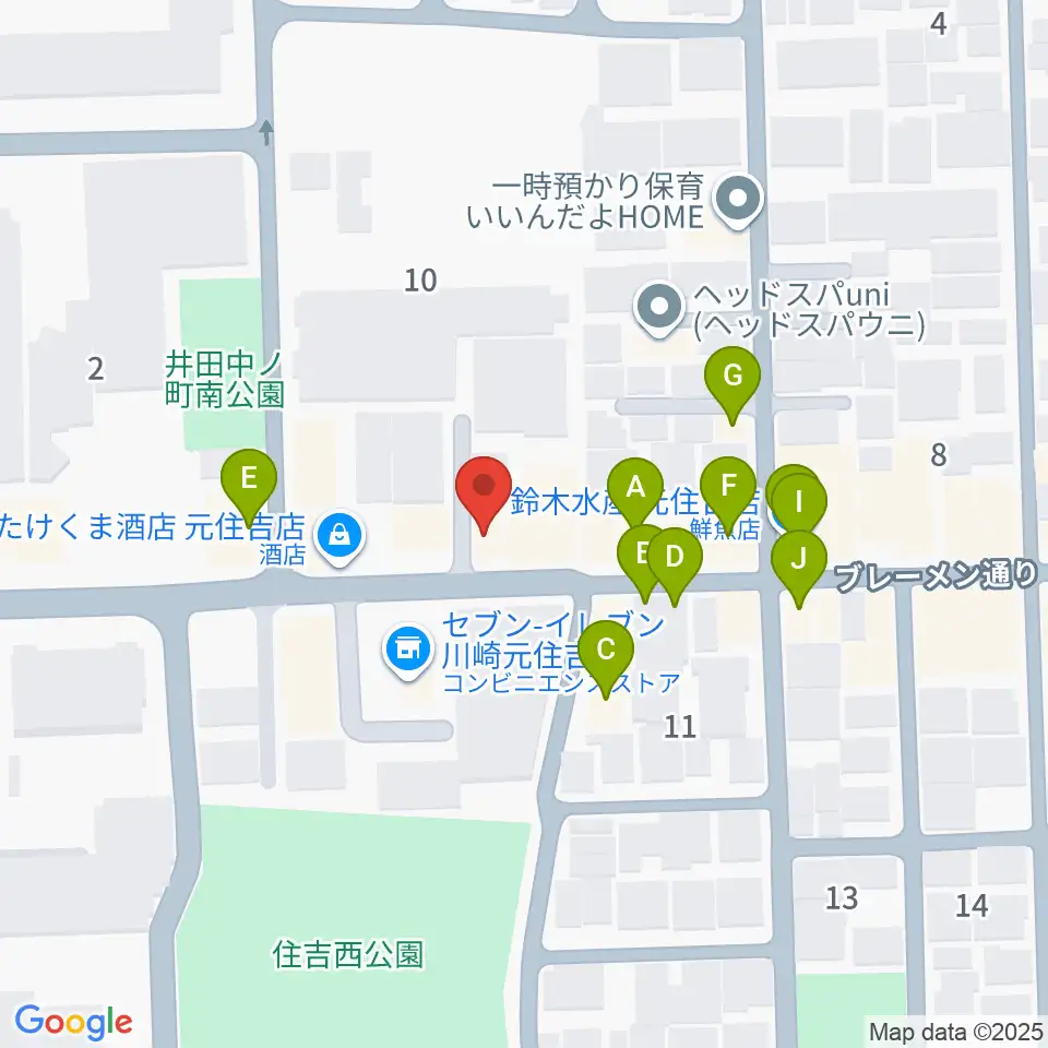 スミノ楽器店周辺のファミレス・ファーストフード一覧地図