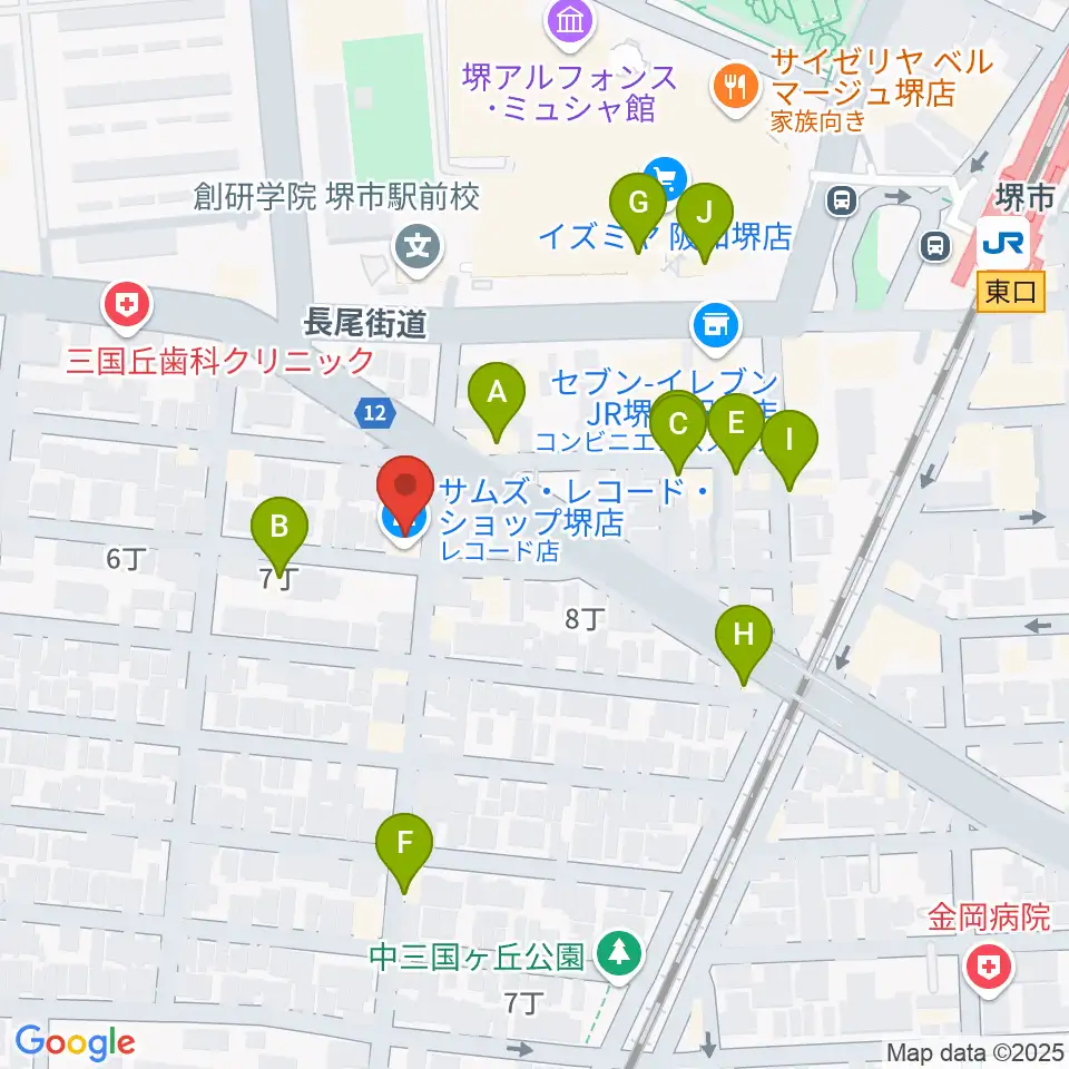 サムズ・レコード・ショップ周辺のファミレス・ファーストフード一覧地図
