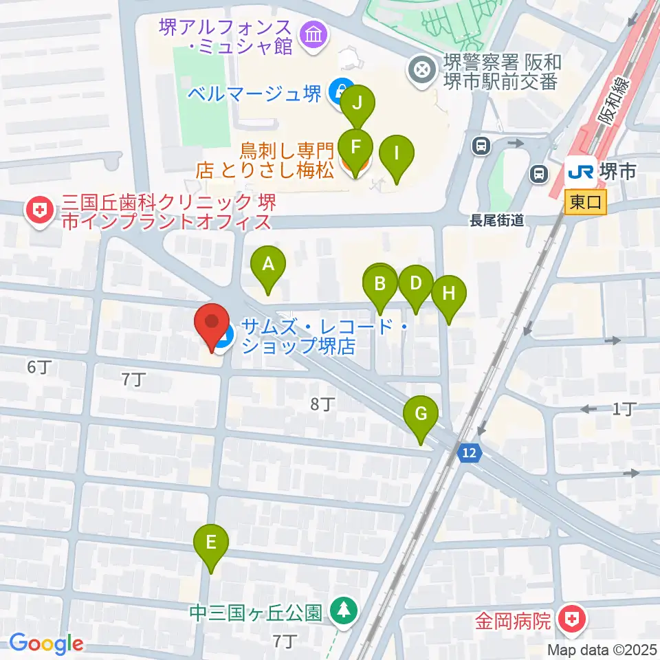 サムズ・レコード・ショップ周辺のファミレス・ファーストフード一覧地図