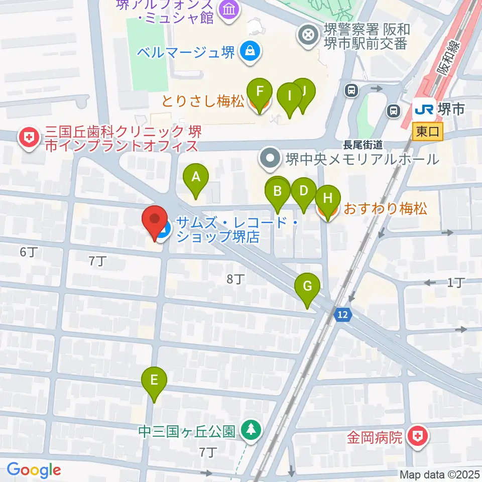 サムズ・レコード・ショップ周辺のファミレス・ファーストフード一覧地図