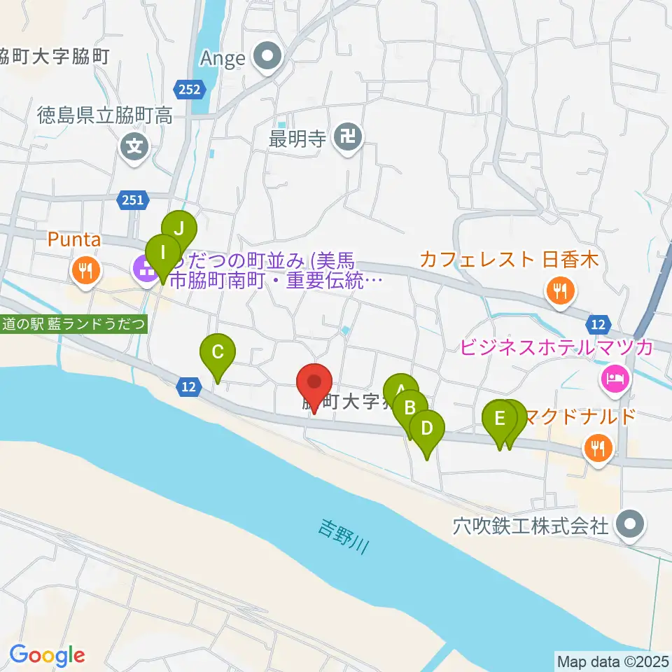 ゲオ脇町店周辺のファミレス・ファーストフード一覧地図