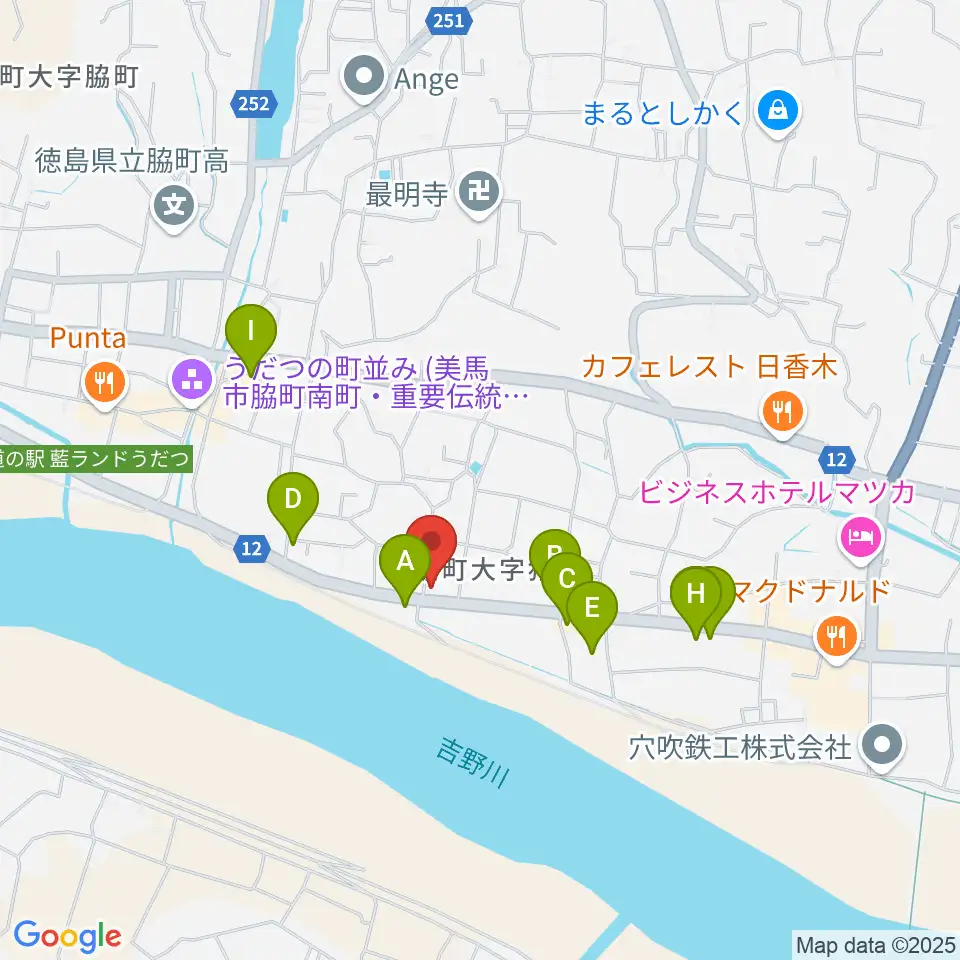 ゲオ脇町店周辺のファミレス・ファーストフード一覧地図