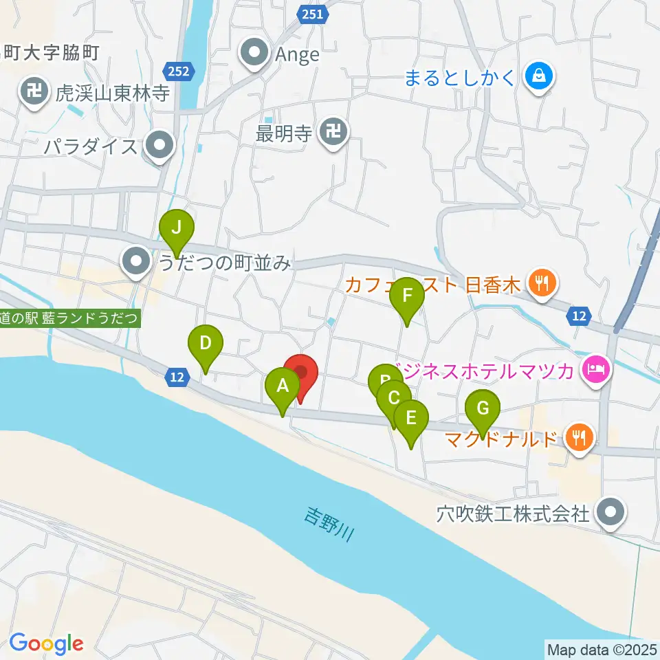ゲオ脇町店周辺のファミレス・ファーストフード一覧地図