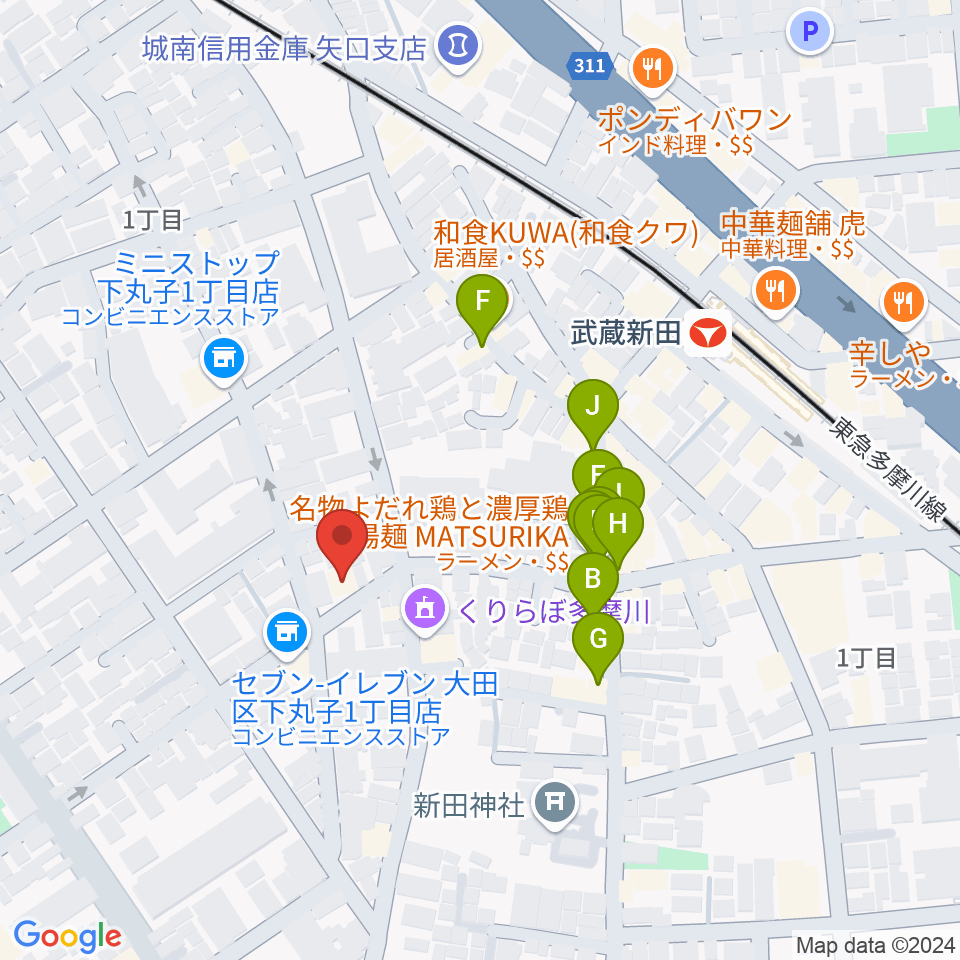 D-plus-stock周辺のファミレス・ファーストフード一覧地図