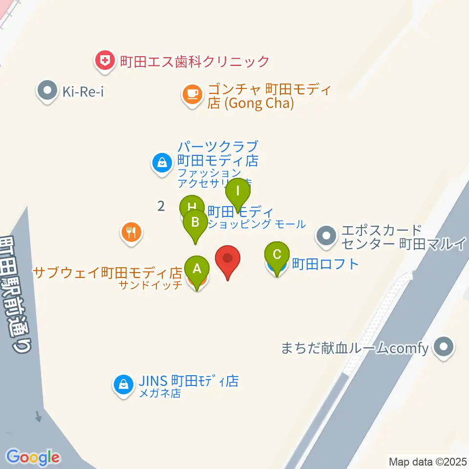 タワーレコード町田店周辺のファミレス・ファーストフード一覧地図