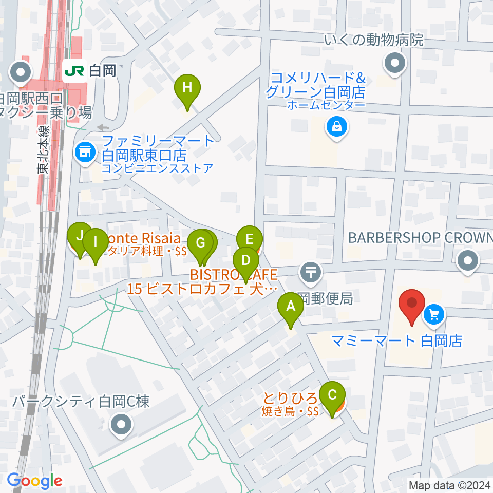 昭和楽器 白岡センター周辺のファミレス・ファーストフード一覧地図