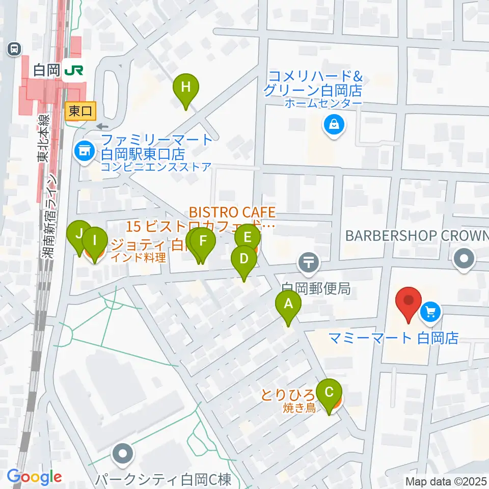 昭和楽器 白岡センター周辺のファミレス・ファーストフード一覧地図
