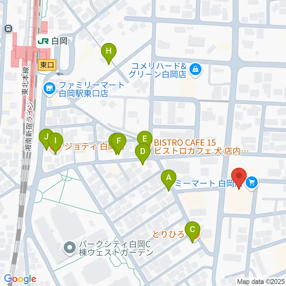 昭和楽器 白岡センター周辺のファミレス・ファーストフード一覧地図