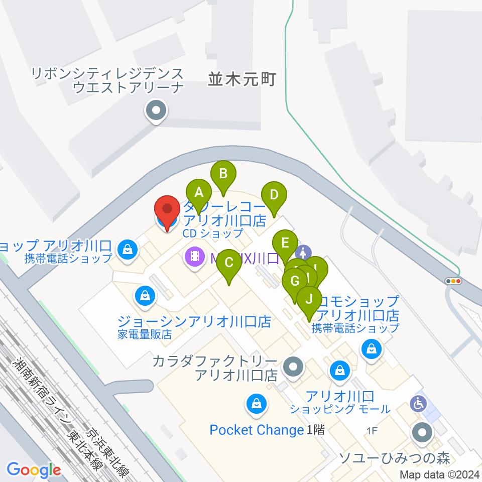 タワーレコード アリオ川口店周辺のファミレス・ファーストフード一覧地図