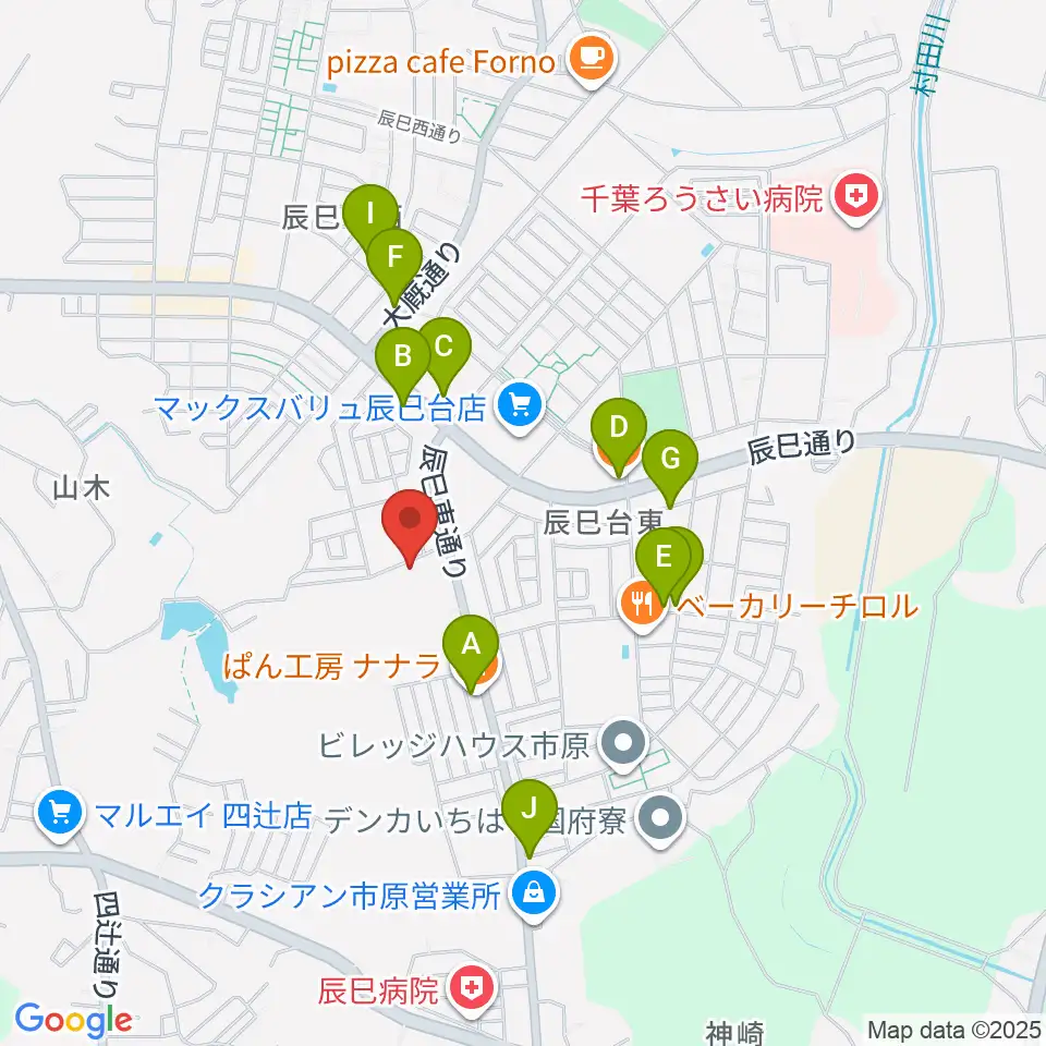ブリージン・ミュージック周辺のファミレス・ファーストフード一覧地図