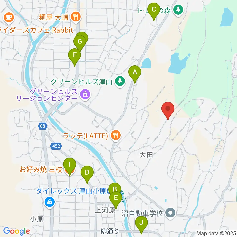 ピアノ工房アムズ周辺のファミレス・ファーストフード一覧地図