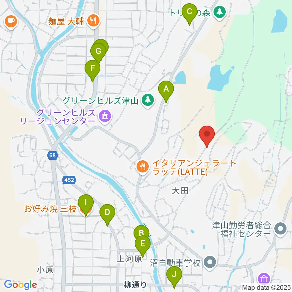 ピアノ工房アムズ周辺のファミレス・ファーストフード一覧地図