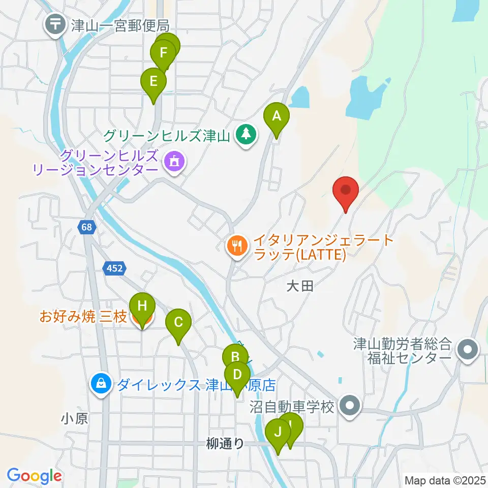 ピアノ工房アムズ周辺のファミレス・ファーストフード一覧地図