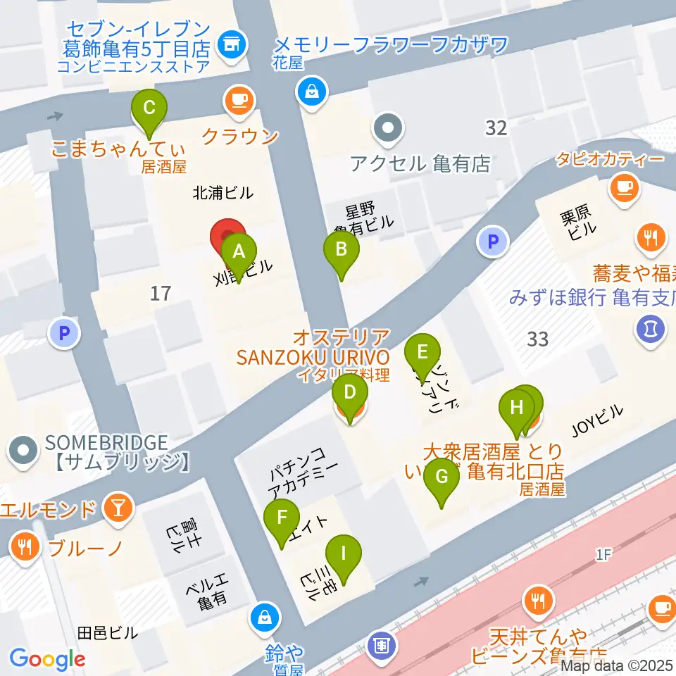 ラクシーボーカルスクール周辺のファミレス・ファーストフード一覧地図