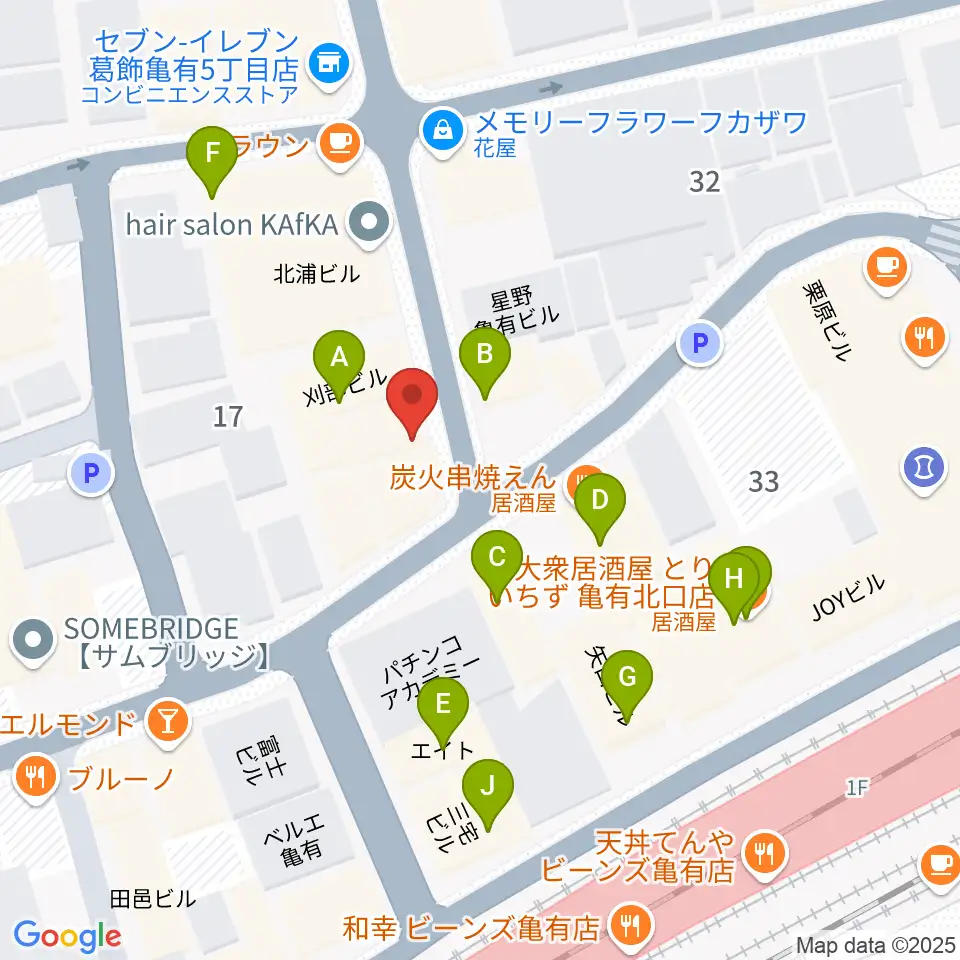 ラクシーボーカルスクール周辺のファミレス・ファーストフード一覧地図