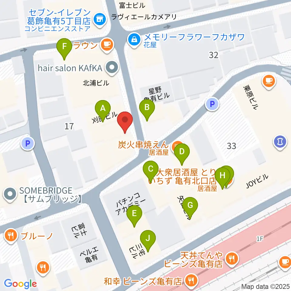 ラクシーボーカルスクール周辺のファミレス・ファーストフード一覧地図