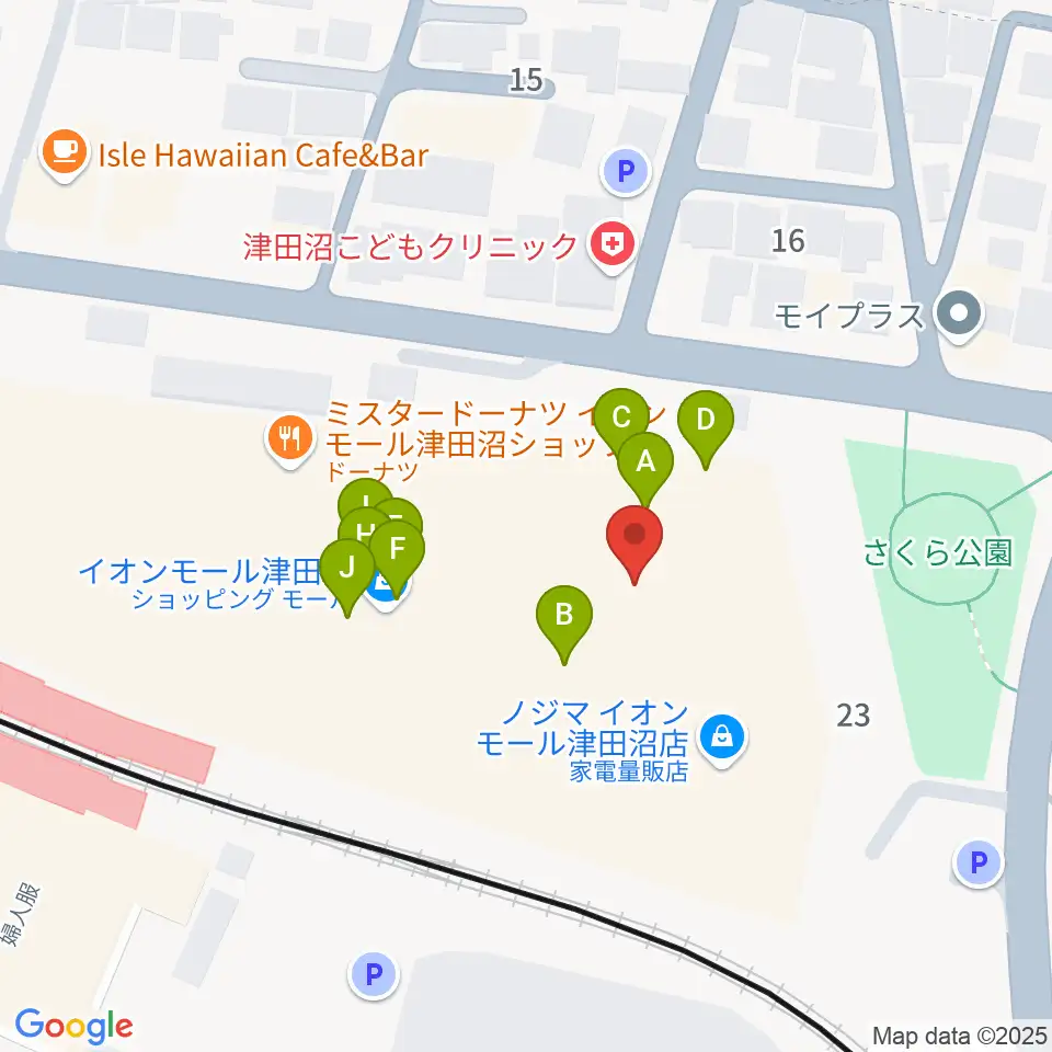 タワーレコード 津田沼店周辺のファミレス・ファーストフード一覧地図